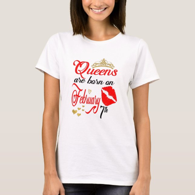 Camiseta Las Queens Nacieron El 7 De Febrero Aquarius Bi (Anverso)