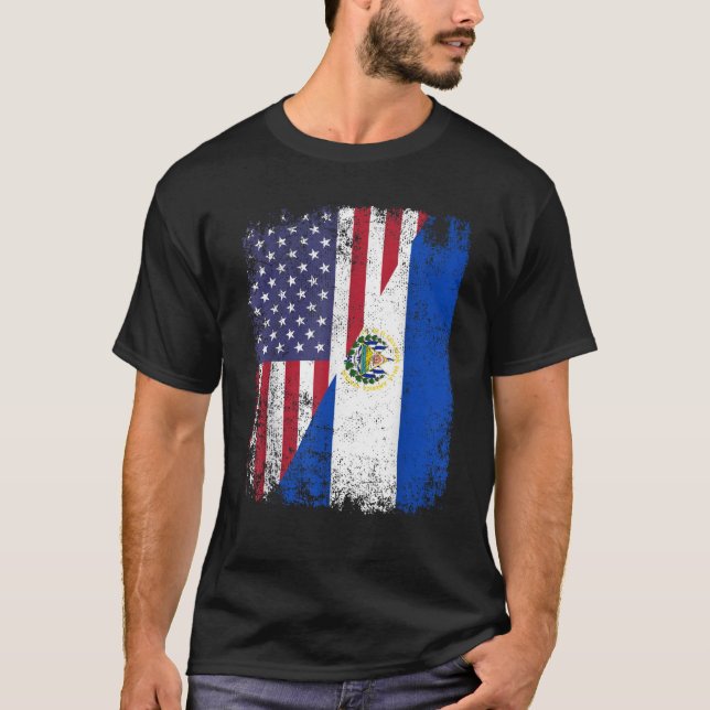 Camiseta Las raíces estadounidenses salvadoreñas son medias (Anverso)