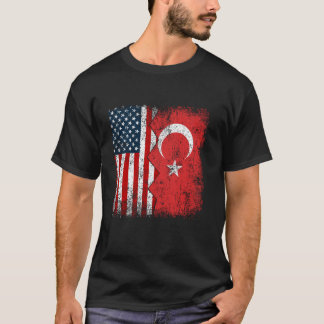 Camiseta Las raíces turcas a medio bandera norteamericana A