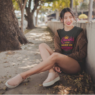 Camiseta Las reinas nacen en octubre Faux Purpurina Birthda