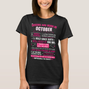 Camiseta Las reinas nacen en octubre para las mujeres