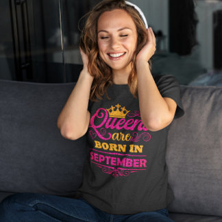 Camiseta Las reinas nacen en septiembre Falso brillo Cumple