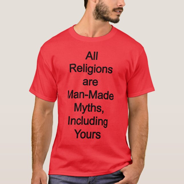 Camiseta Las religiones son hechas por el hombre (Anverso)