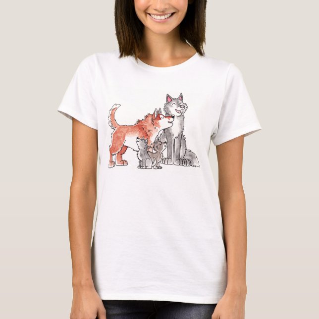 Camiseta Las señoras de la familia del lobo cupieron la (Anverso)