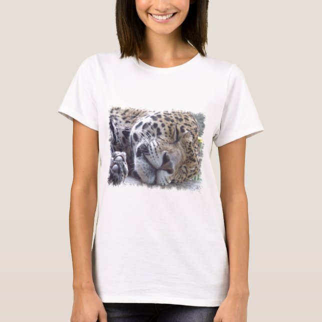 Camiseta Las señoras de la imagen del leopardo cupieron la (Anverso)