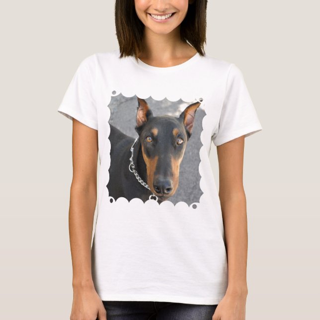 Camiseta Las señoras del Pinscher del Doberman cupieron la (Anverso)