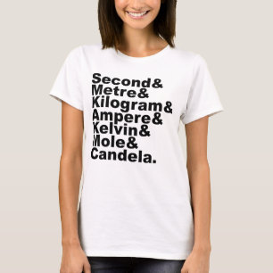 Camiseta Las siete unidades básicas del SI y mediciones en 