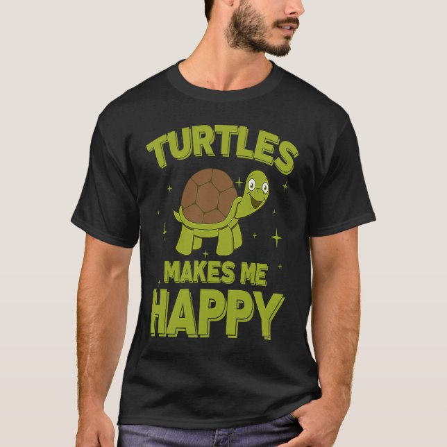 Camiseta Las tortugas me hacen feliz tortuga de agua, anima (Anverso)