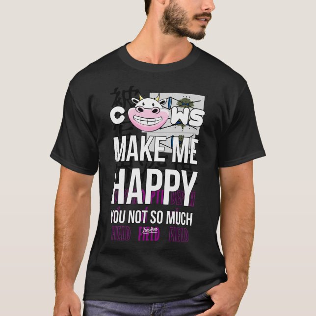 Camiseta Las vacas divertidas me hacen feliz, no tantos hom (Anverso)