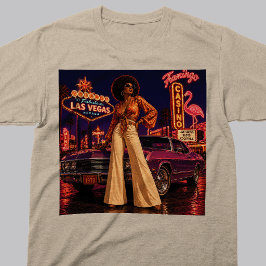 Camiseta Las Vegas años 70 Mujer Negra Retro Vintage