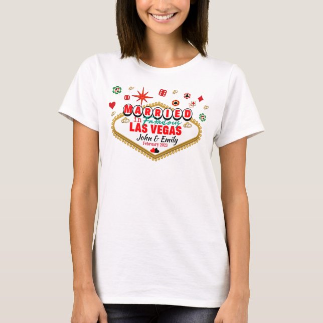Camiseta Las Vegas: Pareja casada con vacaciones en Nevada (Anverso)