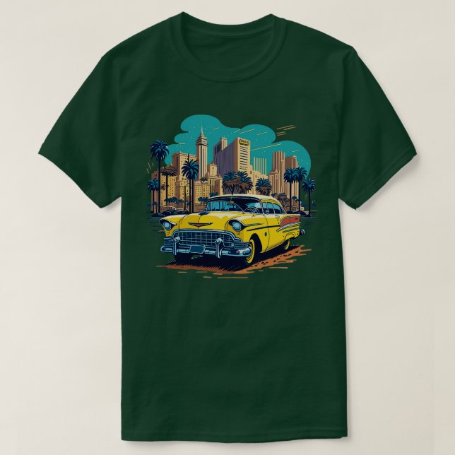 Camiseta Las Vegas Se Centra En Chevrolet Bel Air De 1955 (Diseño del anverso)