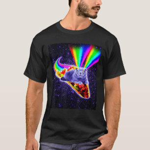 Camiseta Láser arco iris Ojos Galaxia Gato Montando Taco T 