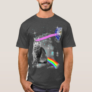 Camiseta Láser arcoiris Ojos Kitty Galaxia Cat Espacio Exte