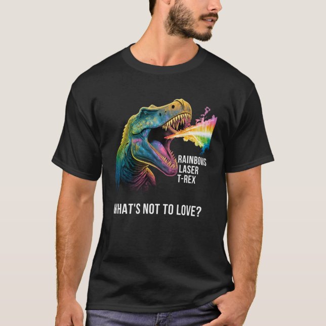 Camiseta Láseres de arcoiris y Rex ¿Qué no quiere Dinosau? (Anverso)