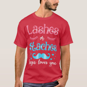 Camiseta Lashes Or Staches Gaga Loves You Gender Reveal