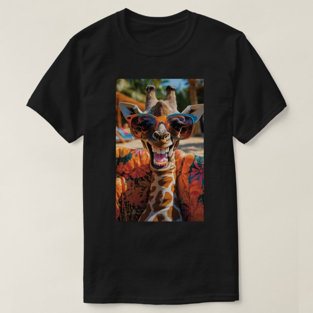 Camiseta Lässige Giraffe mit Sonnenbrille (Diseño del anverso)