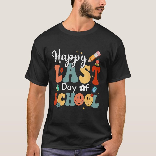 Camiseta Last Day Of School Vibes Retro Groovy Smile Face G (Anverso)