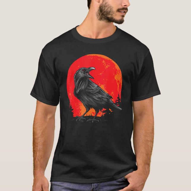 Camiseta Lástima de pájaro gótico de raza negra de luna roj (Anverso)