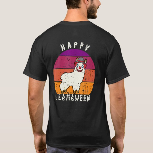 Camiseta Lástima de payaso de Halloween Llama Pun Feliz Lla (Reverso)
