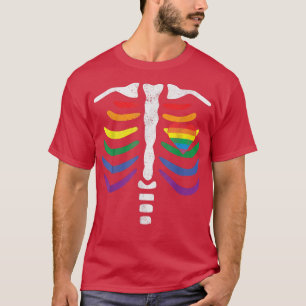 Camiseta Lástima del orgullo LGBT en jaula Esqueleto arcoir