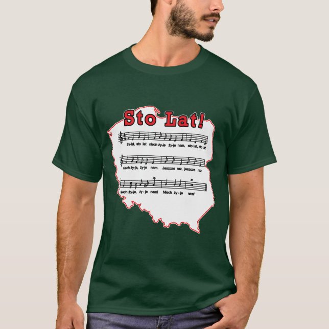 Camiseta ¡Lat de Sto! Mapa del polaco de la canción (Anverso)