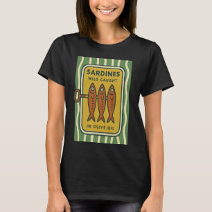 Camiseta Lata de pescado retro lindo vintage de sardina - C