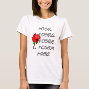 Camiseta Latein subió la declinación color de rosa latina