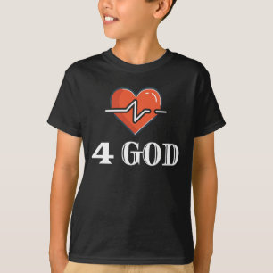 Camiseta Latido de corazón 4 Dios Rojo y Blanco