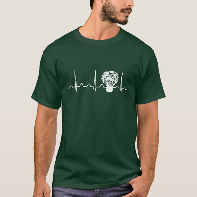 Camiseta Latido del corazón ambiental del ingeniero (Anverso)