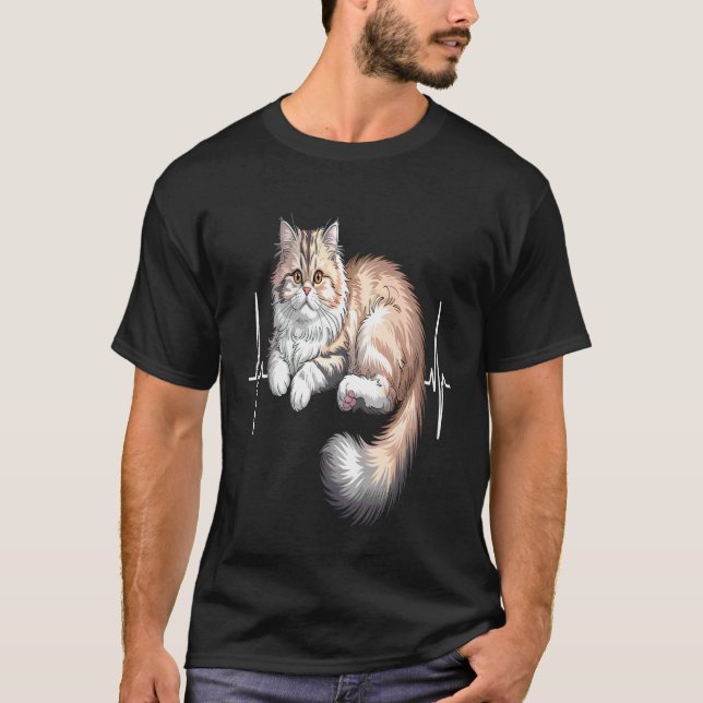 Camiseta Latido del corazón de gato persa (Anverso)