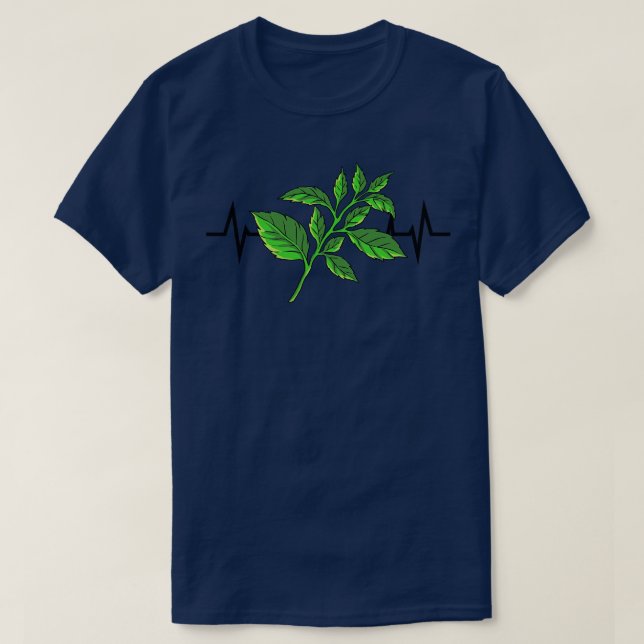 Camiseta Latido del corazón de la planta de albahaca (Diseño del anverso)