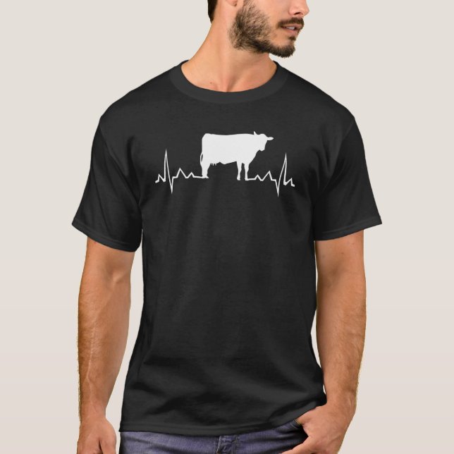 Camiseta Latido del corazón de vaca para agricultores y gra (Anverso)