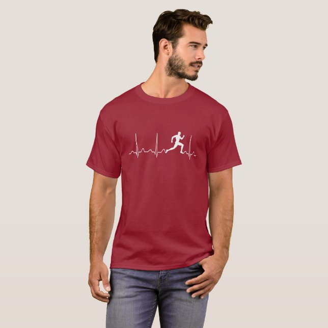 CAMISETA LATIDO DEL CORAZÓN DEL HOMBRE DEL CORREDOR (Anverso completo)