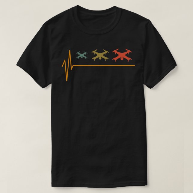 Camiseta latido del corazón retro de drones (Diseño del anverso)