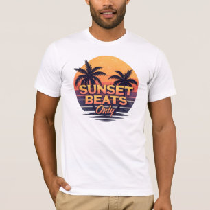 Camiseta Latidos de puesta de sol retro solo palmeras vinta
