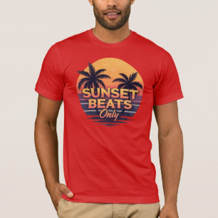Camiseta Latidos de puesta de sol retro solo palmeras vinta