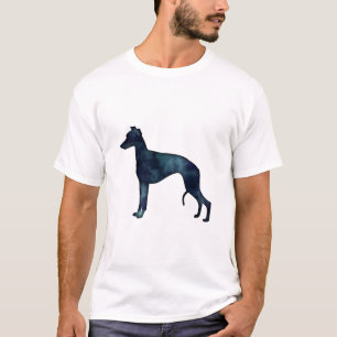 Camiseta Látigo Raza de perro Silueta de color de agua negr