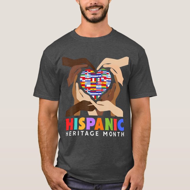 Camiseta Latin Countries Heart Hands Flags Hispanic Heritag (Anverso)