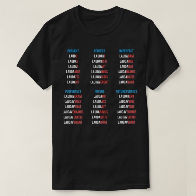 Camiseta Latín habla sobre la conjugación de verbos (Diseño del anverso)