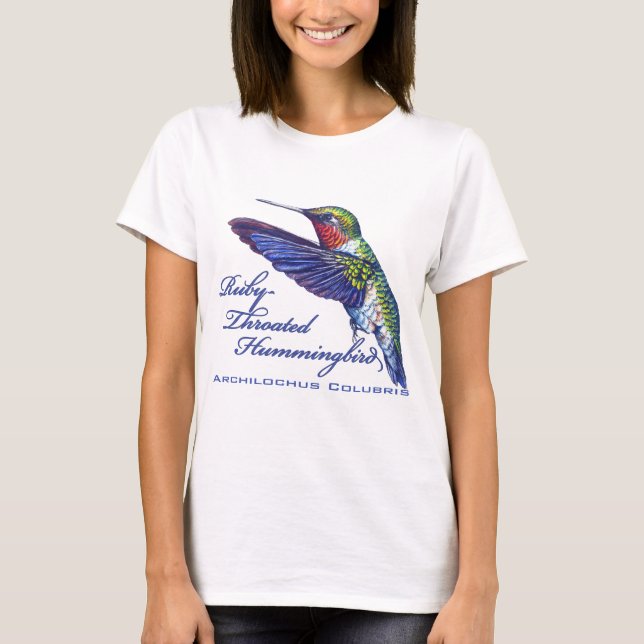 Camiseta Latín Throated de rubíes del colibrí (Anverso)