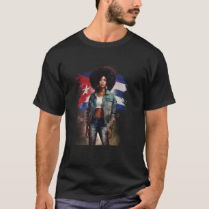 Camiseta Latinas negras afrocubanas Bandera de Cuba Santerí