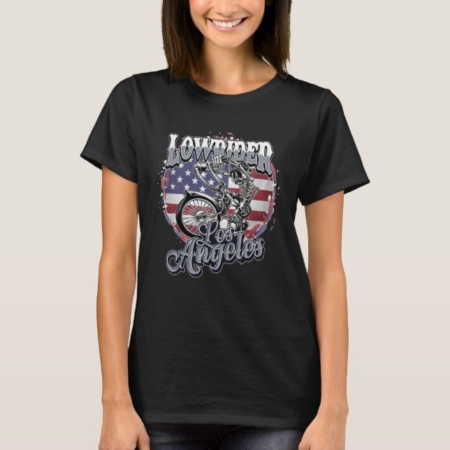 Camiseta Latino Cholo Bike With Japan Flag Los Angeles Lowr (Anverso)