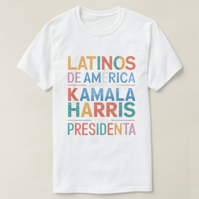 Camiseta LATINOS DE AMÉRICA APOYAN KAMALA TShirt (Diseño del anverso)
