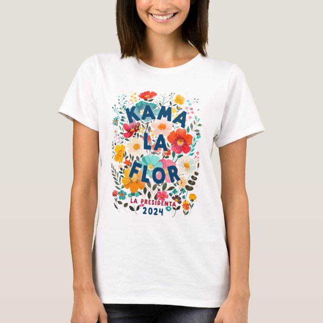 Camiseta Latinos Kama La Flor para Kamala Harris 2024 (Anverso)