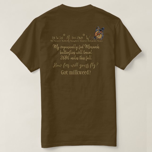 Camiseta Latitud y Longitud personalizables de la mariposa  (Reverso del diseño)
