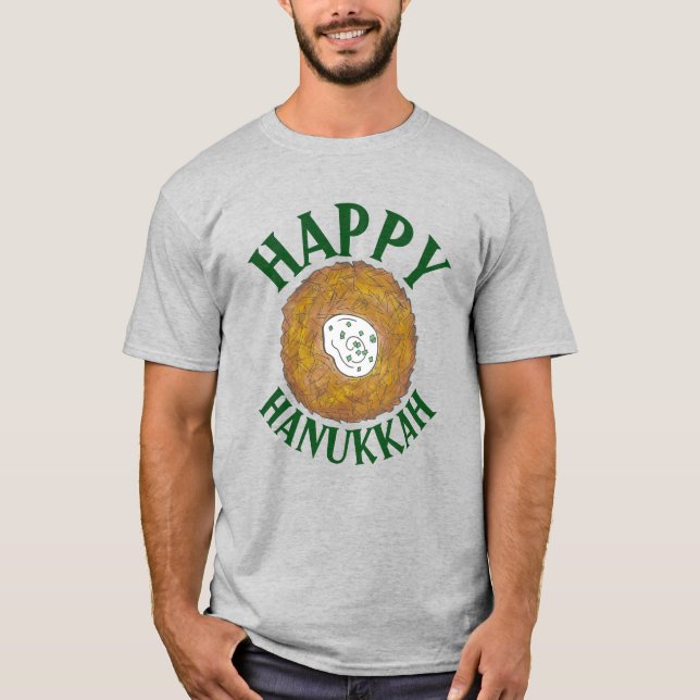 Camiseta Latkes Felices Fiestas Judías en Hanukkah Chanukah (Anverso)