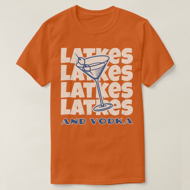 Camiseta Latkes y Vodka Hanukkah Fiesta (Diseño del anverso)