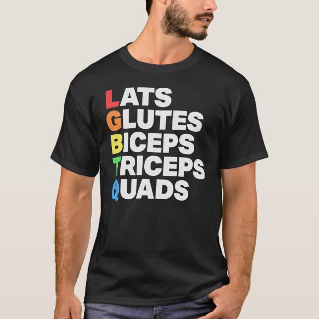 Camiseta Lats Glutes Bicepsriceps Quads Lgbtq friends (Anverso)
