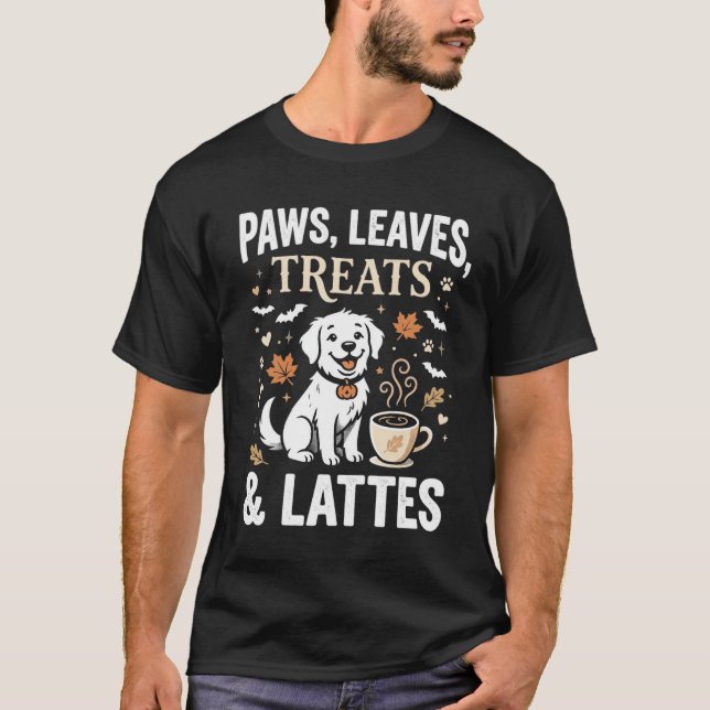 Camiseta Latte de Otoño de Perro Halloween (Anverso)